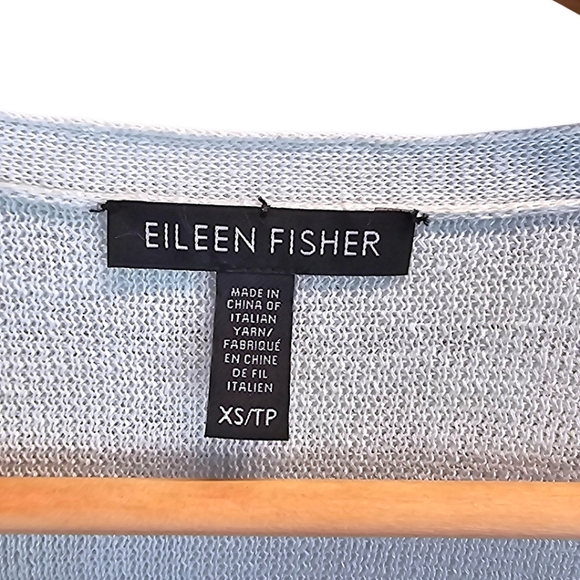 Eileen Fisher Womens Organic Linen Blend Open Front K It Cardigan XS Light Blue - Picture 12 of 13